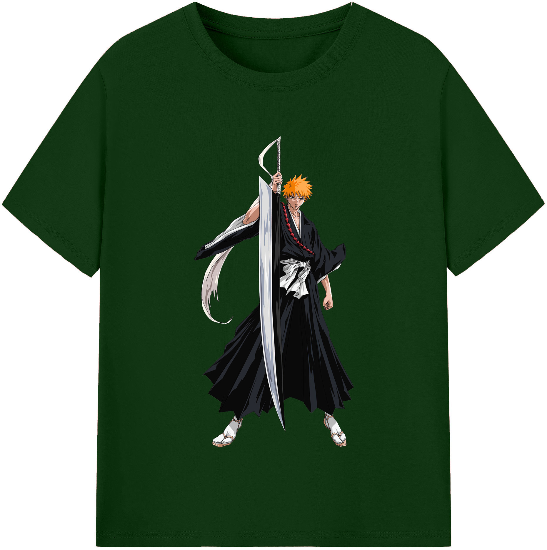 （画像用） ブリーチ 黒崎一護（くろさき いちご）BLEACH Kurosaki Ichigo 綿100％半袖Tシャツ（フロントプリント）